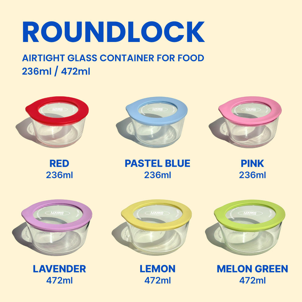 Round Lock Glass Container 2 pc Set