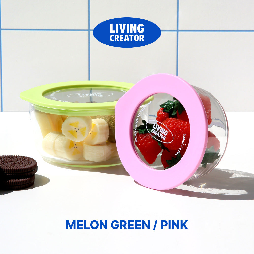 Round Lock Glass Container 2 pc Set