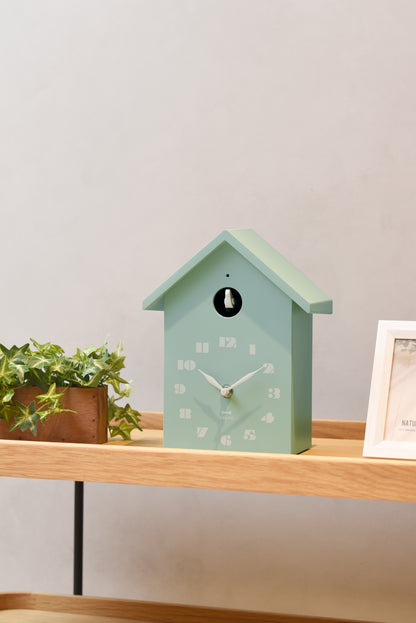 Bird House Clock in Mint Green