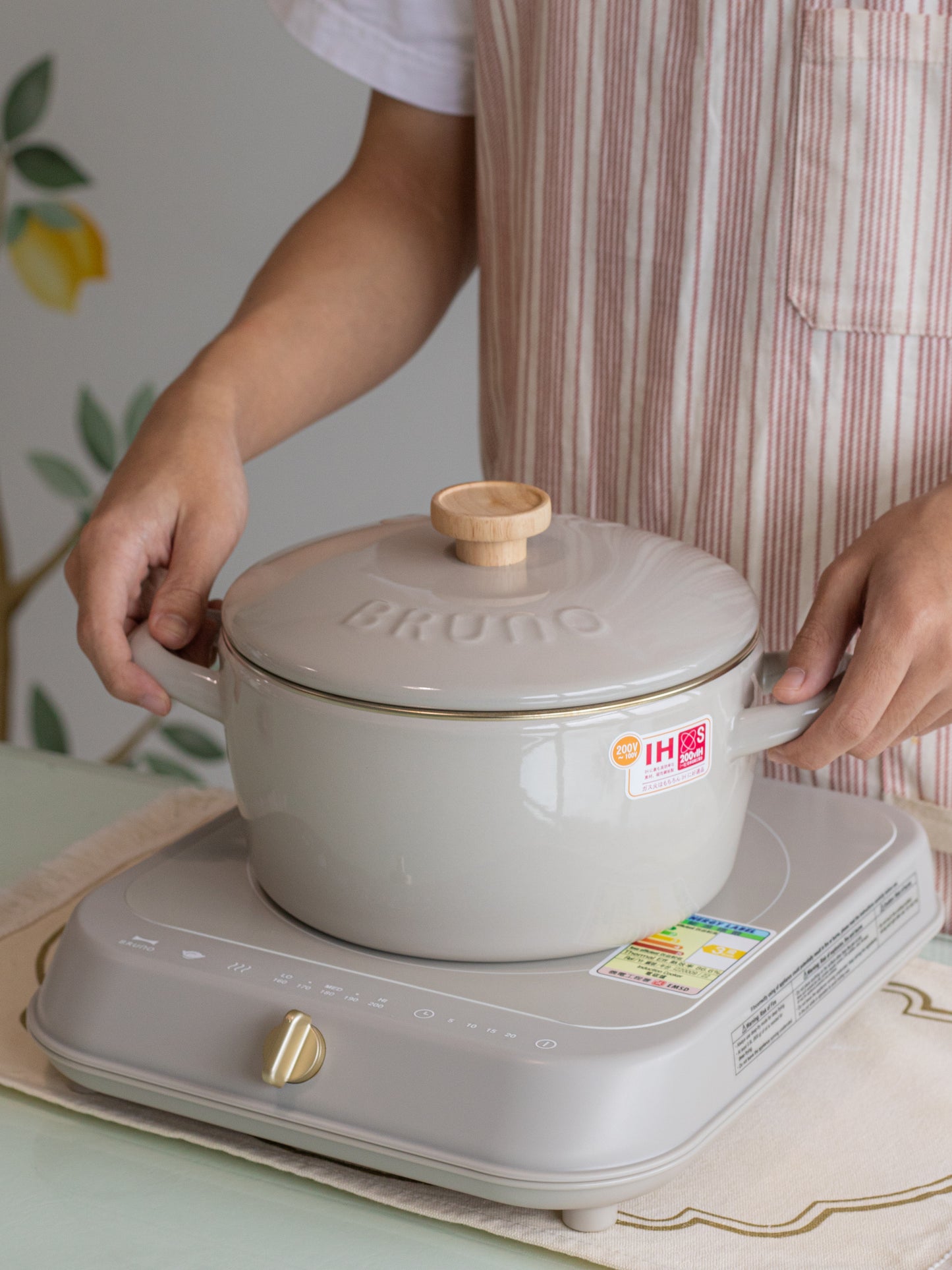 BRUNO x Fujihoro Enamel Pot (20cm) - Greige