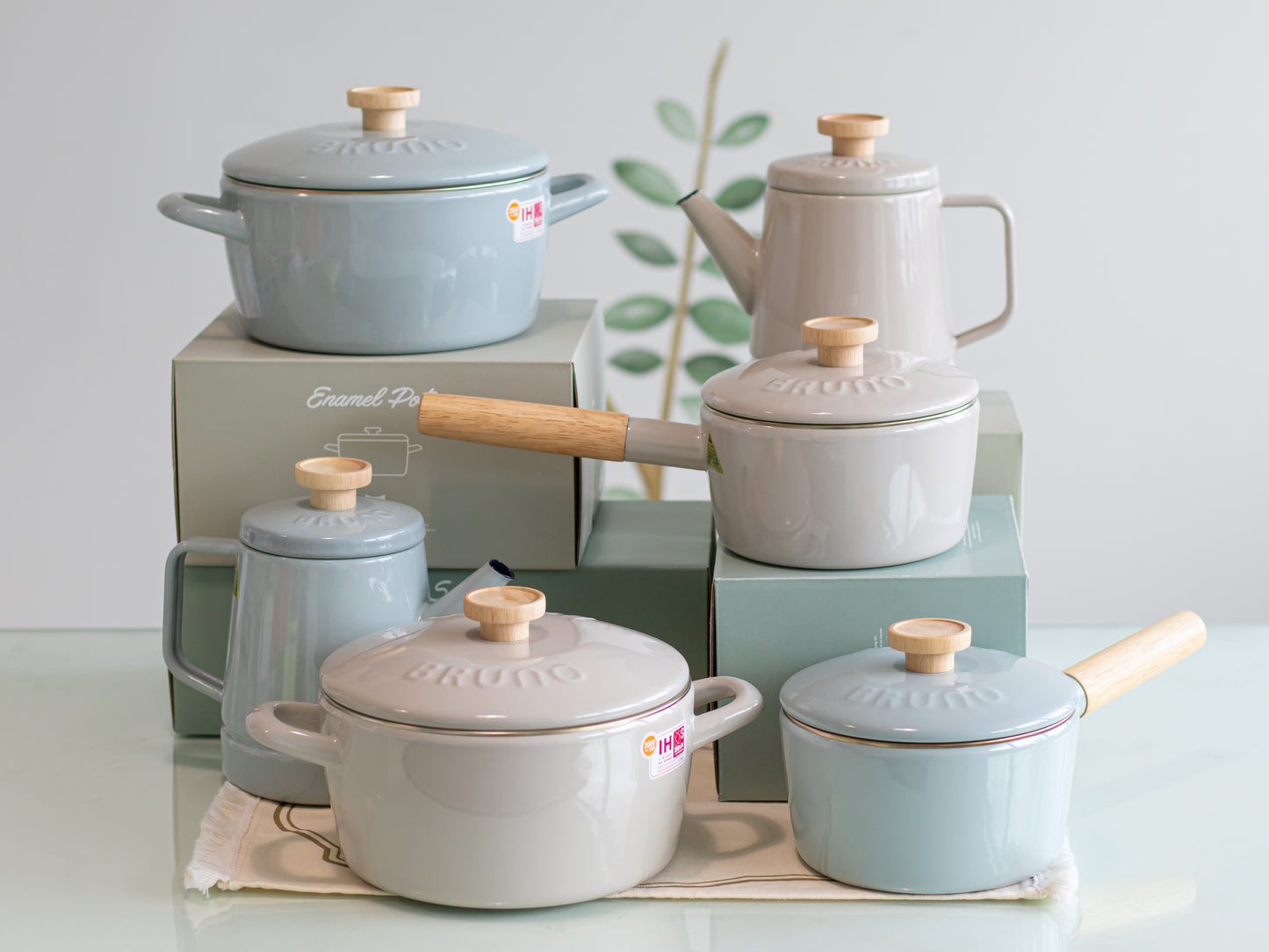BRUNO x Fujihoro Enamel Saucepan (16cm) - Blue Green