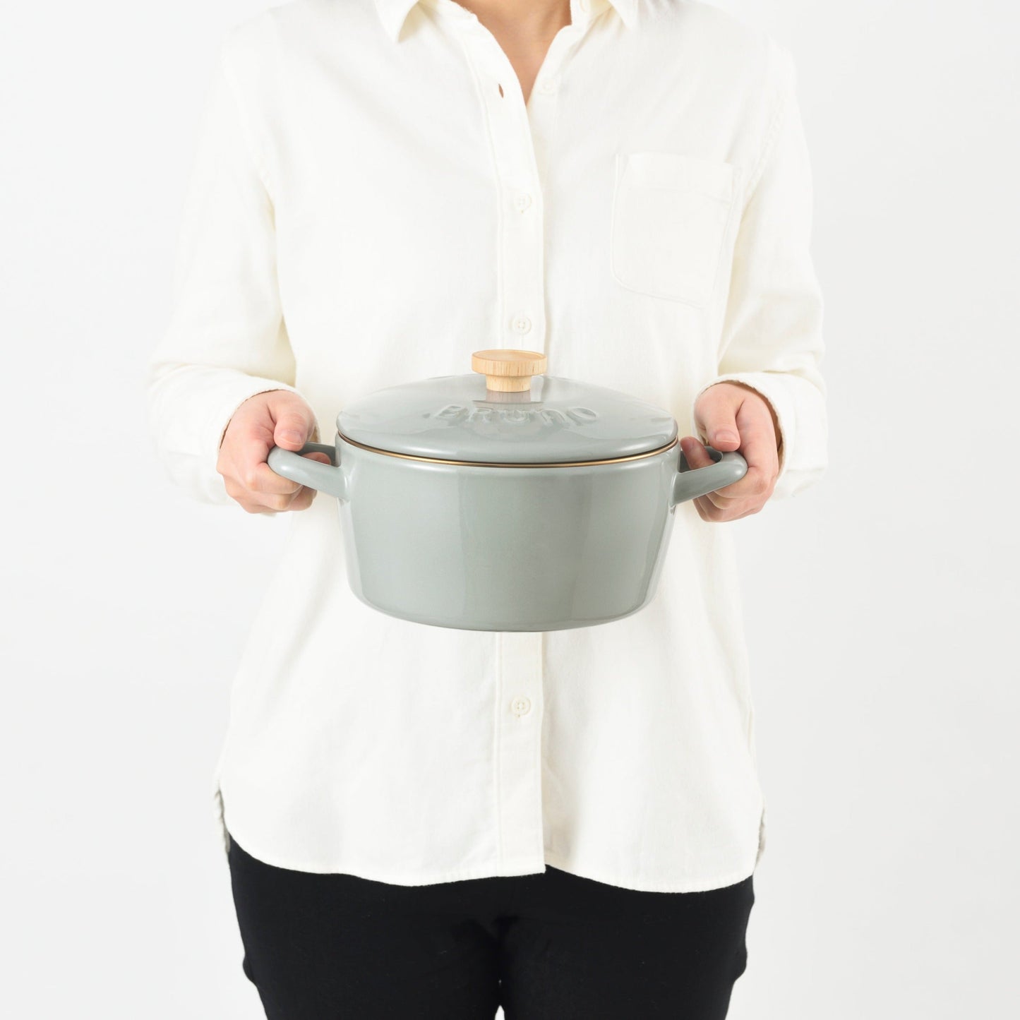 BRUNO x Fujihoro Enamel Pot (20cm) - Greige