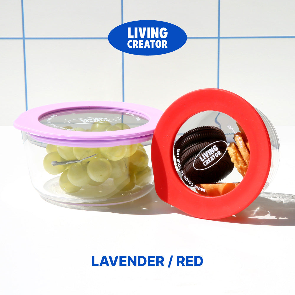 Round Lock Glass Container 2 pc Set