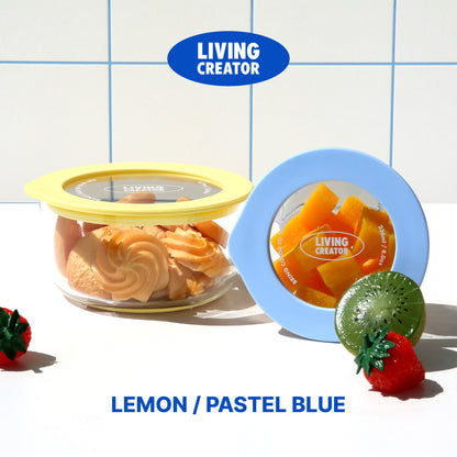Round Lock Glass Container 2 pc Set