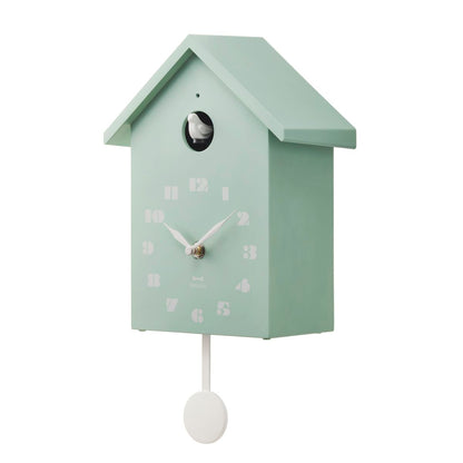 Bird House Clock in Mint Green