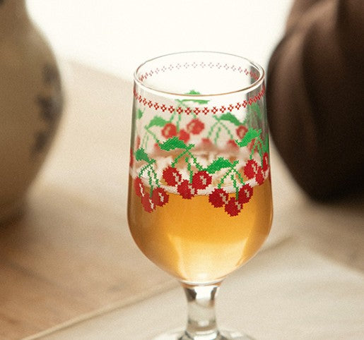 Goblet Glass 2 Piece Set - Fruits Stitch