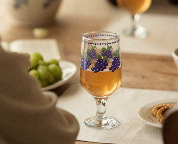 Goblet Glass 2 Piece Set - Fruits Stitch