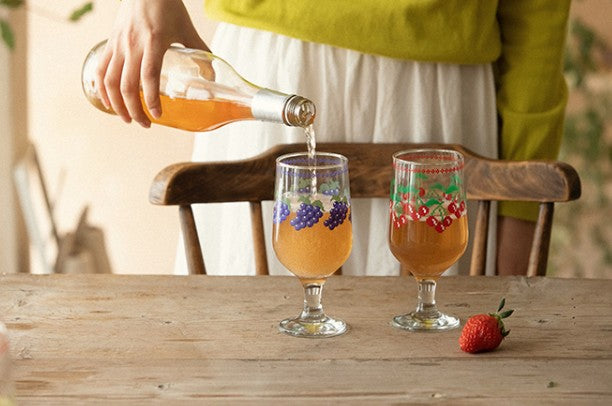 Goblet Glass 2 Piece Set - Fruits Stitch