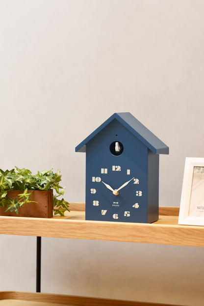 Bird House Clock in Navy