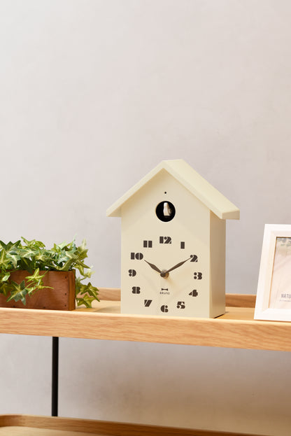 Bird House Clock in Ivory