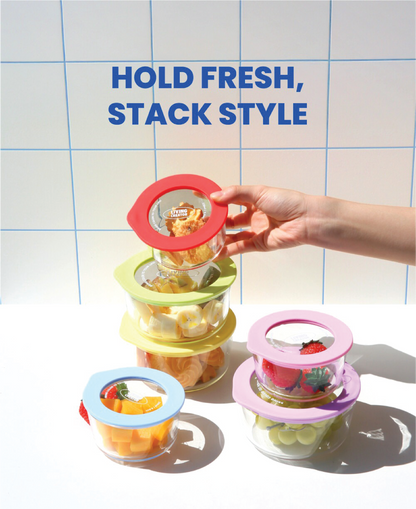 Round Lock Glass Container 2 pc Set