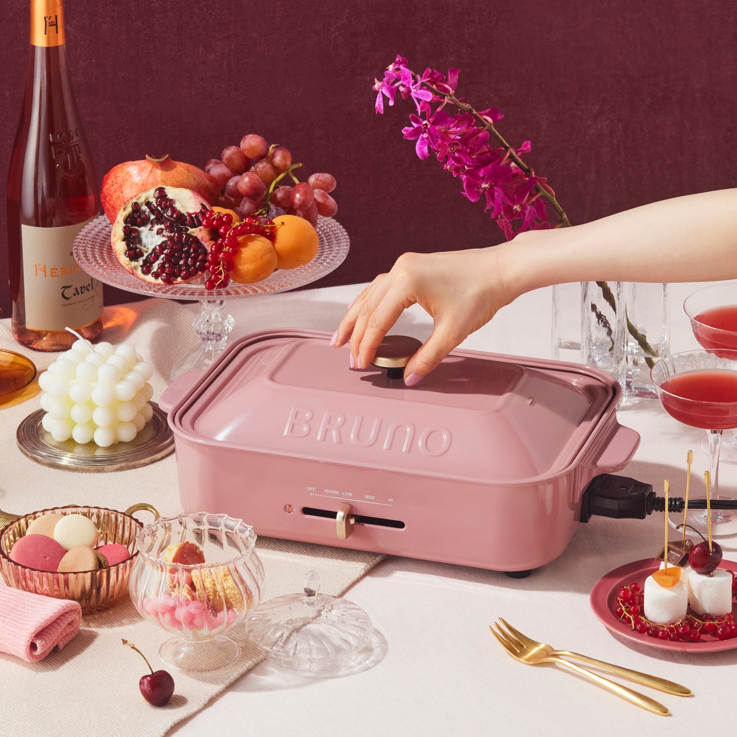 Compact Hotplate in Rose Pink