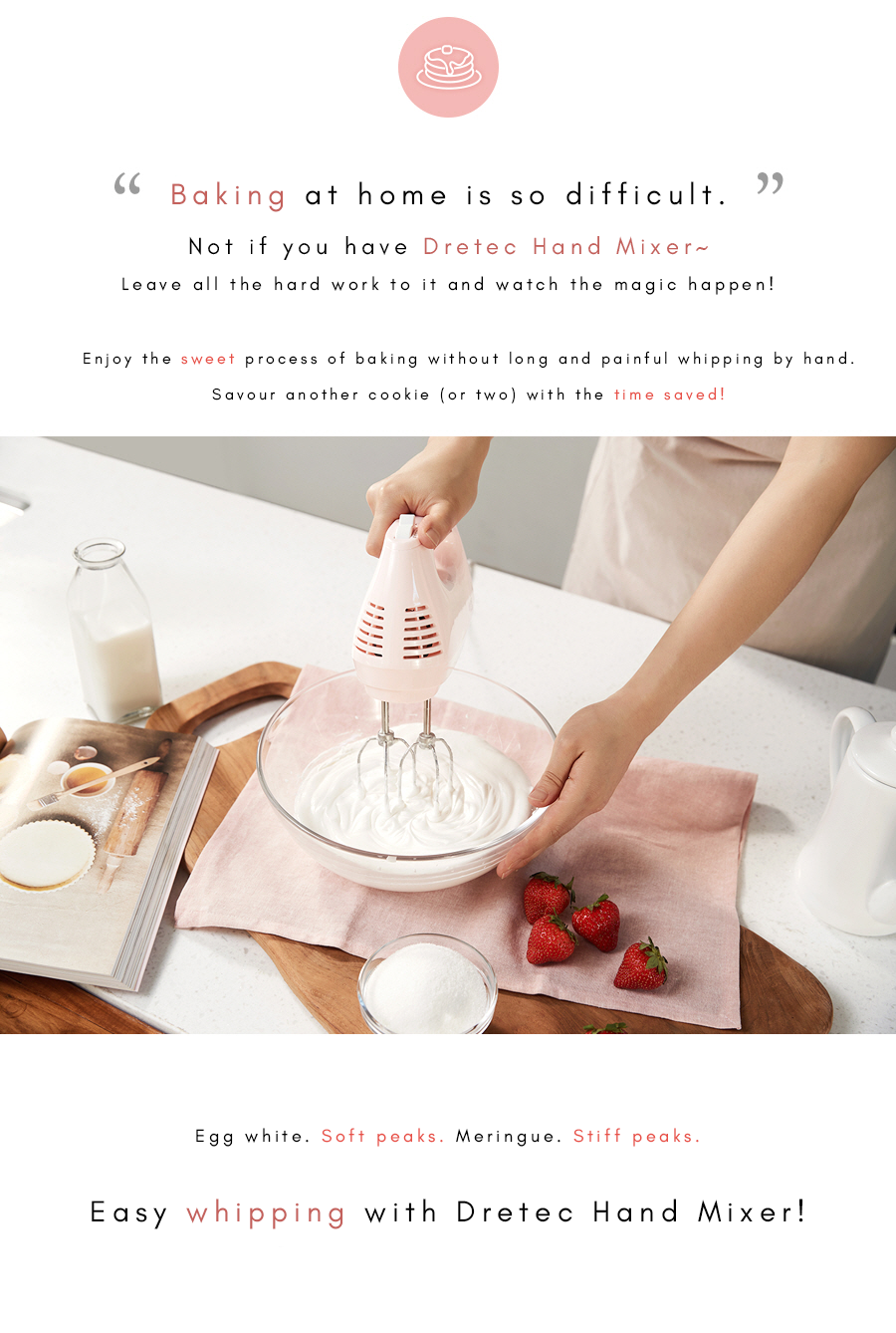 Hand Mixer in Baby Pink