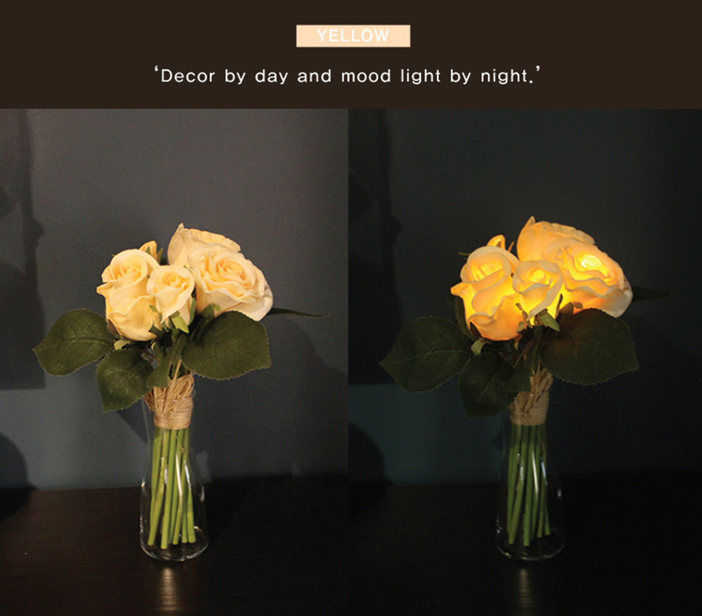 Rose Bouquet LED Lights (Sherbet Yellow)